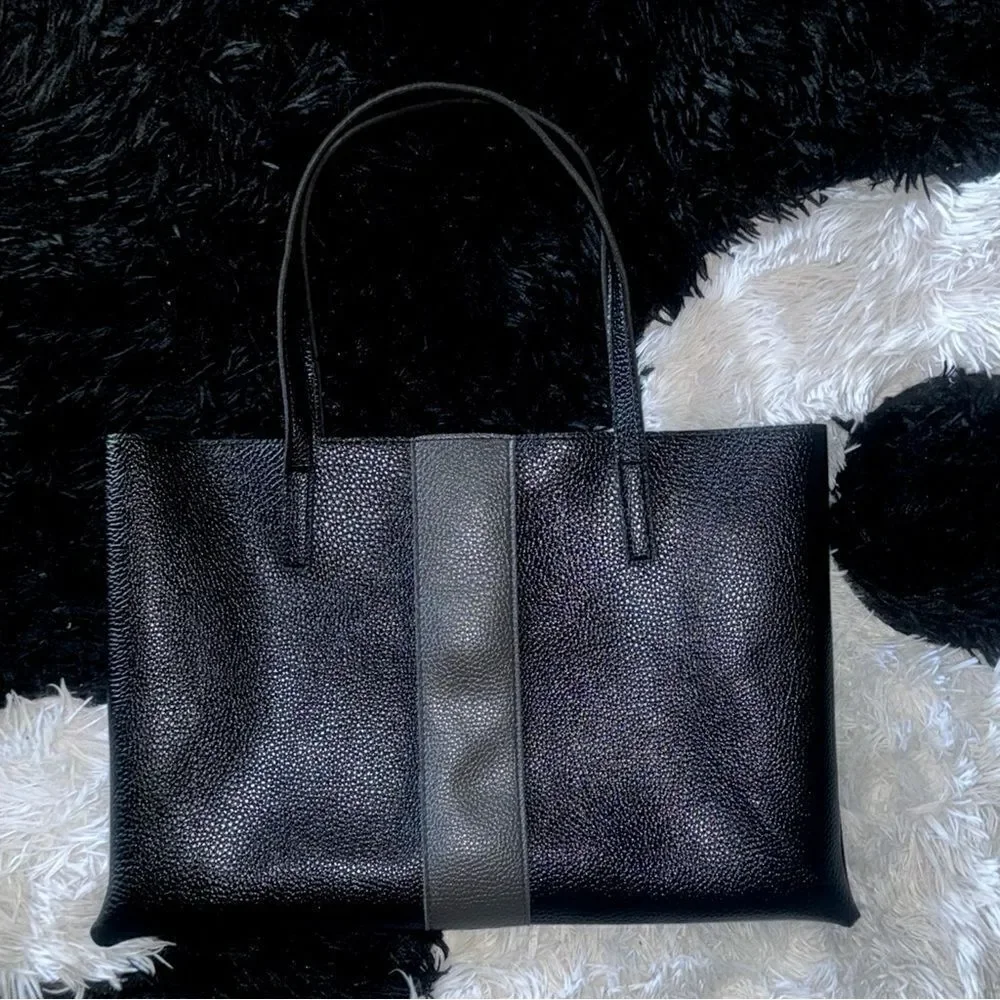 Vince Camuto Bags l Black Leather Open Tote l Double-Handle l Medium l EUC